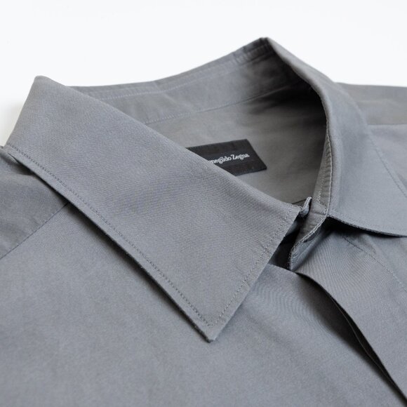 Ermenegildo Zegna Silk Cotton Hidden Placket Grey Shirt 41 / 16 - Picture 6 of 12